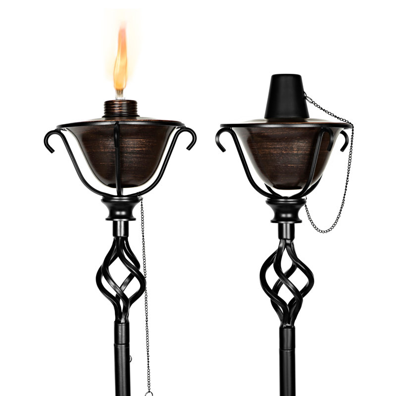 BIRDROCK HOME 2 Pack Outdoor Wide Conical Torches 2In1 Yard Or